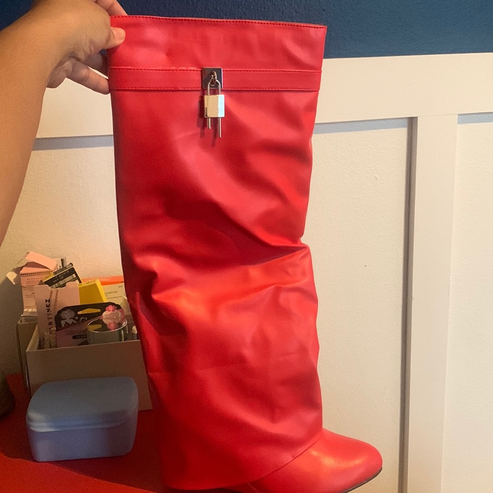 Red Givenchy inspired knee high boots